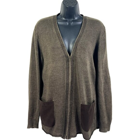 Lafayette 148 New York Women’s Brown Full Zip Cardigan Size Small - Picture 2 of 7